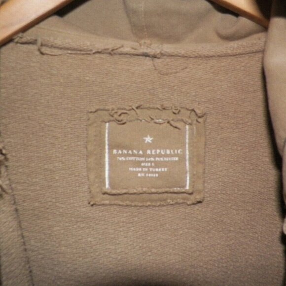 Women's L Beige Distressed Hoodie Banana Republic Relaxed Fit - Picture 8 of 9